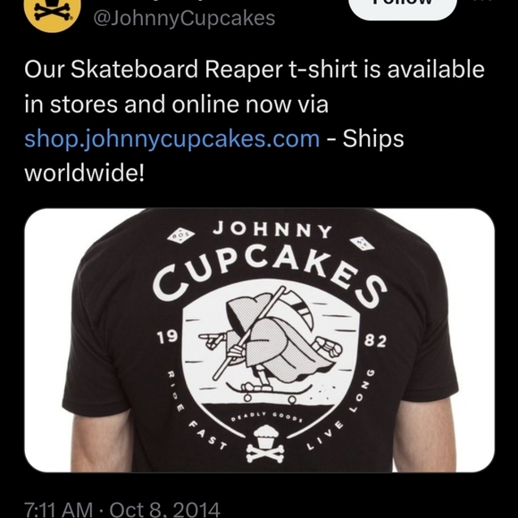 Johnny Cupcakes Skateboard Reaper Shirt - Picture 1 of 5